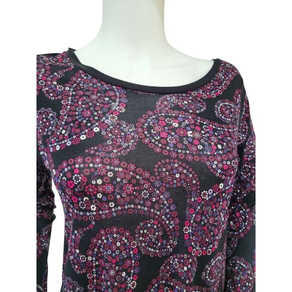 Michael Kors Womens Size XS crew Neck Long Sleeve Floral Peasant Top purple --21 - Picture 5 of 12